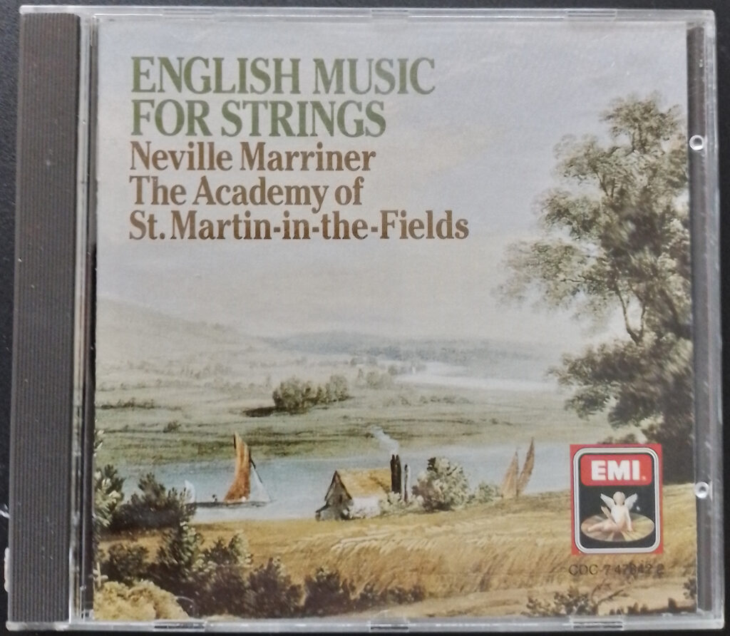 Originally recorded by EMI for release on vinyl (1972), here is the CD case for ‘English Music for Strings’ showing an (un-credited) scene in watercolour – 1986.