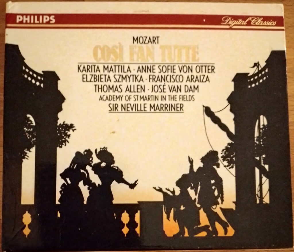One of a series of silhouette-inspired boxes for the three operas by Mozart to libretti by Lorenzo da Ponte; this one for Cosi Fan Tutte.