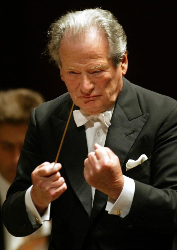 Having worked for seven seasons as chief conductor of Minnesota Orchestra in the 1980s, the 79-year-old Sir Neville Marriner is seen here in determined mood on the podium there in 2003.